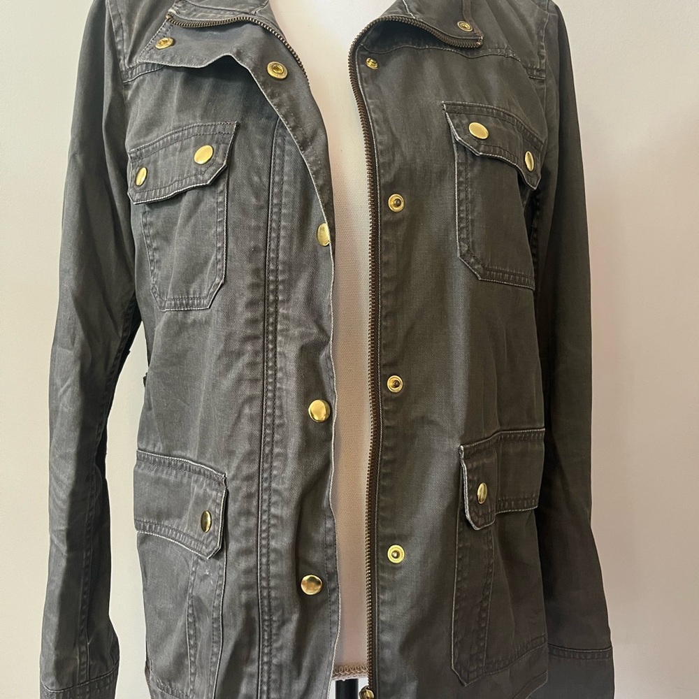 J. Crew Women's Military Style Jacket with Gold Accents Size Medium